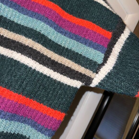 American Eagle Medium Chunky Striped Colorful Long Sleeve Cropped Womens Sweater - Picture 4 of 11